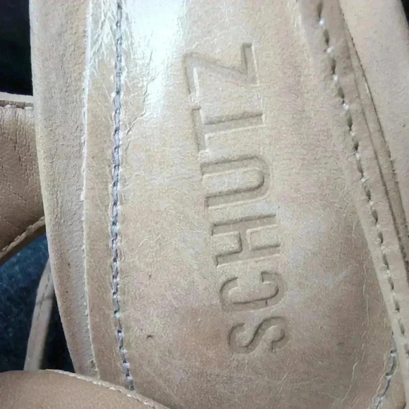 Schutz Hollye Roman Stack Heel Sandals Tan sz 7 B made in Brazil - Picture 9 of 9